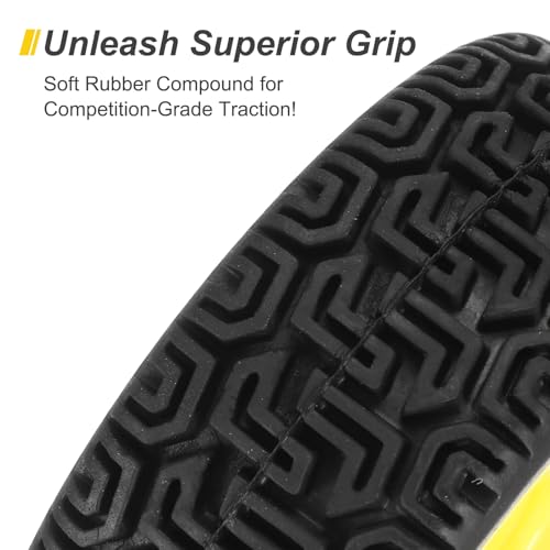 uxcell 4-Pair High-Grip RC Car Tire & Wheel Set for 1/10 Scale On-Road Touring Cars - Soft Rubber Tyres with 12mm Hubs, Black/Yellow - color: Black/Yellow