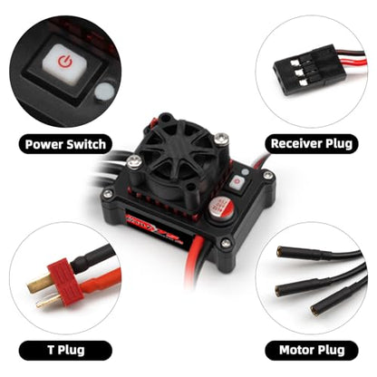 2-3S Splash-Proof Brushless Power Combo 75/480A BEC 6V/2A ESC 3650 3.175mm Shaft 3300KV for Traxxas Maxx Slash Rustler 4X4 VXL ARRMA Senton Granite 3S BLX Losi, High-Speed Car(3300, RPM)