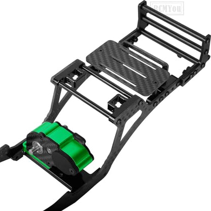 RC Carbon Fiber Frame Chassis w/Gearboxes Upgrades Part for 1/10 SCX10 SCX10 II 90046 90047 RC Crawler Car,Green - color: Green - Parts