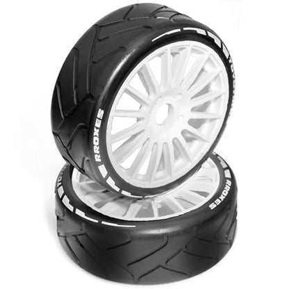 4PCS RC Off-Road Buggy 1:8 Tires and OD 103mm Arrow Pattern Hex 17mm Wheel Rims for 1:8 Scale RC On-Road Racing Car HPI WR8 HSP Hobao ARRMA Redcat Losi Kyosho VRX RC Rally Drift Car (C)