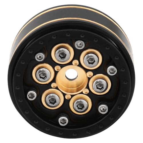 1.0 Plus Brass Beadlock Wheel Rims 4PCS Wheels for All 1/24 Scale FCX24 Axial SCX24 Deadbolt C10 Gladiator 1/18 TRX4M RC Crawler Car Upgrades Parts (6 Round Shape) - style: 6 round shape