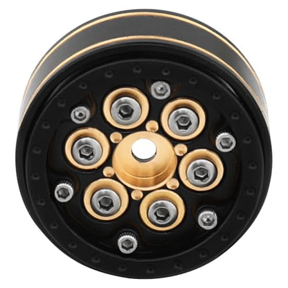 1.0 Plus Brass Beadlock Wheel Rims 4PCS Wheels for All 1/24 Scale FCX24 Axial SCX24 Deadbolt C10 Gladiator 1/18 TRX4M RC Crawler Car Upgrades Parts (6 Round Shape) - style: 6 round shape