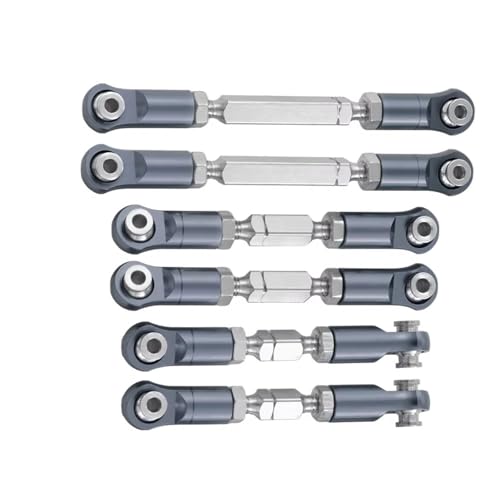 Compatible with Arrma for Mojave 4X4 4S for BLX for Desert Truck RTR 1/8 Rc Crawler Car Aluminum Alloy Steering Link Rod Set Parts Linkage - color: Gray