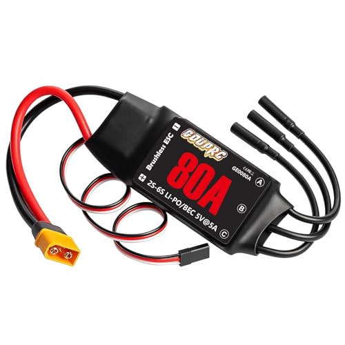 GOUPRC 80A Brushless ESC 2S-6S Electric Speed Controller with 5V/5A BEC XT60 Plug for RC Airplane, Fixed Wing, Multirotor Drone, FPV Racing - style: 80A