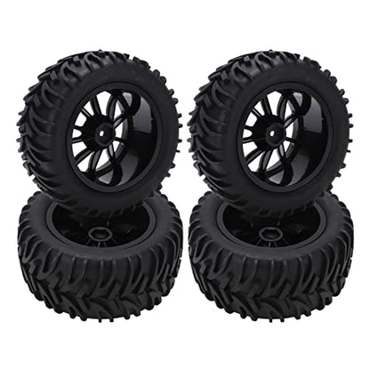 Generic 4PCS RC Plastic Wheel Rim Rubber Tires with 10 Spoke Set, for Truck 1/8 1/10 Remote Control Car