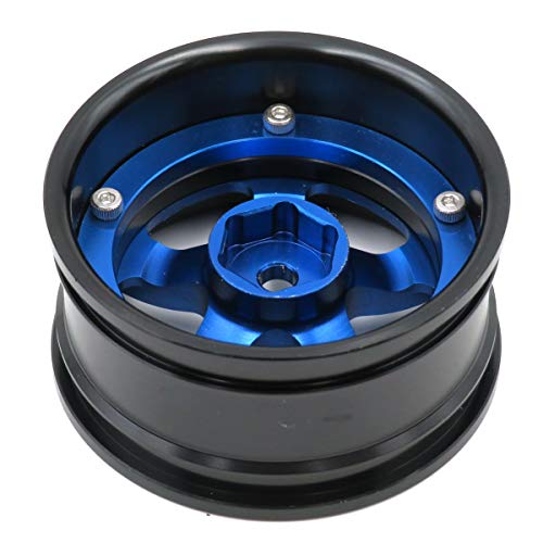 2pcs RC 1/10 Aluminum Alloy Wheel Rims Hex 12mm Adjustable Offset Black & Blue Color Fit 1:10 RC On Road Drift Touring Car Tires - color: Black & Blue