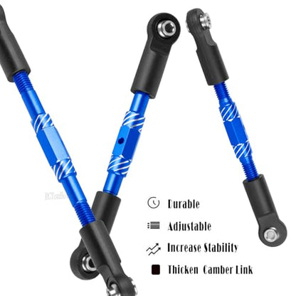 RC Aluminum Turnbuckles Camber Links Upgrades Part for 1/10 Slash/Rustler/Stampede/Hoss,1/8 Jato 4X4 4WD VXL,Turnbuckles Camber Links Hops Up,Navy Blue (#9027#9028#9029) - color: Navy Blue-(for 1/10）