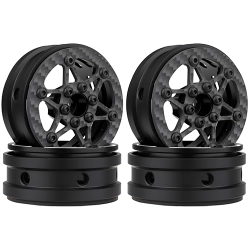 HobbyPark Carbon Fiber 1.9 Beadlock Wheels Rims for TRX4 SCX10 1/10 Crawler Car 1.9 inch Beadlocks Upgrades (Style B) - style: Style B