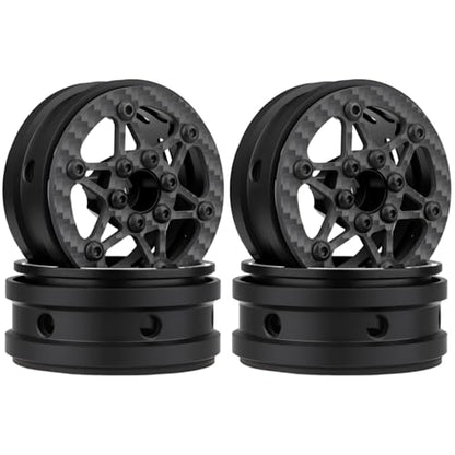 HobbyPark Carbon Fiber 1.9 Beadlock Wheels Rims for TRX4 SCX10 1/10 Crawler Car 1.9 inch Beadlocks Upgrades (Style B) - style: Style B