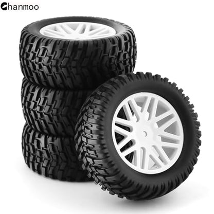 1/10 RC Off Road Tires And Wheels 12mm Hex Rubber Short Course Truck Tyres With Foam Insert For 1:10 Scale Buggy Car ARRMA Traxxas Wltoys 144001 Losi HSP 94107 94170 94155 94177 4PCS (White) - color: White
