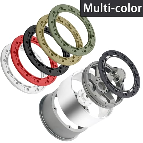 2.6” Beadlock Wheel Rims 4pcs for Scale RC Off Road Race, Use for OD 135mm Tires, Stamped Steel Wheel with 17mm/12mm Hexes Compatible with MJX H8H MK07 KM4 4082/83 1/7 1/8 1/10 Off Road Crawler Car - color: 2.6in B-rim-white