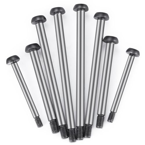 8PCS Polished Steel 1144 Lock-nut Style Hinge-Pin Complete Suspension Pin Set Screw Pins Compatible with 1/10 Traxxa Slash 2WD Hoss Rustler Stampede RC Car Upgrade Replacement Parts