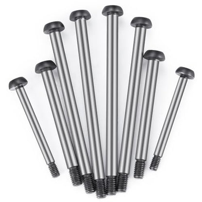 8PCS Polished Steel 1144 Lock-nut Style Hinge-Pin Complete Suspension Pin Set Screw Pins Compatible with 1/10 Traxxa Slash 2WD Hoss Rustler Stampede RC Car Upgrade Replacement Parts