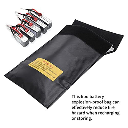 Large Capacity Lipo Battery Explosion Proof Bag, Fireproof Lithium Battery Safe Guard Nylon Charging Bag for Safe Storage Black - size: Black