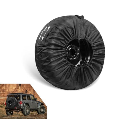 Tire Storage Bag, Spare Tire Cover, 210D Oxford Cloth Waterproof Car Spare Protector, Sun Protection Wheel Cover with Storage Bag, Universal for 13-18In (Black, Diameter 31In)