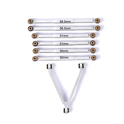 Aluminum Alloy Suspension Rod Links Set for Axial SCX24 C10 1/24 RC Crawler Car Upgrade Parts (Silver) - color: Silver