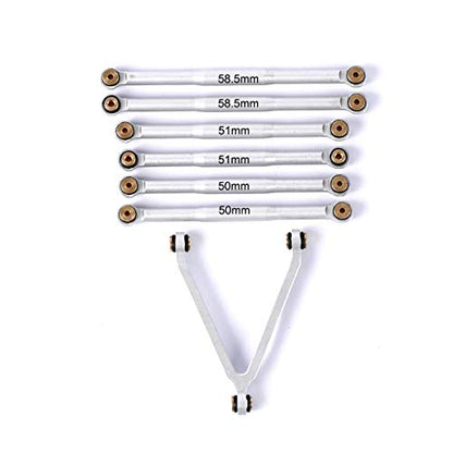 Aluminum Alloy Suspension Rod Links Set for Axial SCX24 C10 1/24 RC Crawler Car Upgrade Parts (Silver) - color: Silver