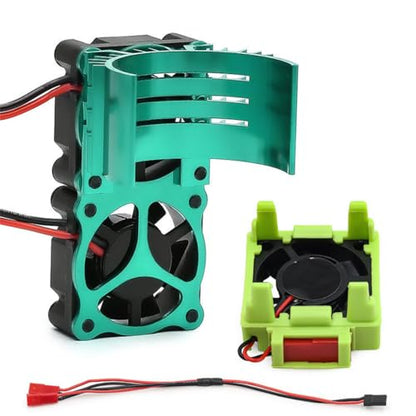 ESC/Motor Cooling Fan Heatsink Set RC Parts for TRAXXAS VXL-3S Slash/Rally/Bandit/Stampede 2WD 4WD RC Car (Green) - color: Green