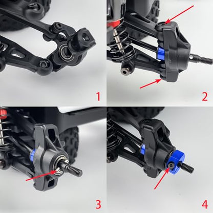 Steel Front Rear CVD Axles Drive Shafts for Arrma 1/18 Granite Grom | Mega 380 Brushed 4x4 Monster Truck RTR Red Aluminum Wheel Hex - color: Red