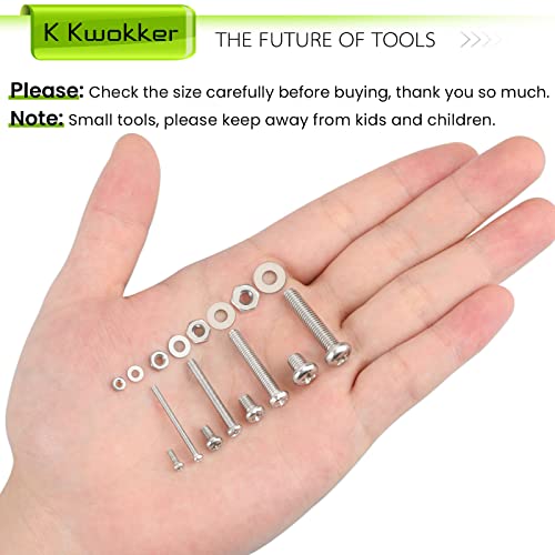 1315Pcs M2 M3 M4 M5 Phillips Pan Head Bolts and Nuts Kit, 24 Size | 304 Stainless Steel Metric Machine Screws with Washers, 6mm 8mm 12mm 16mm 20mm 25mm 6 Length 24 Sizes for DIY & Repair - size: B. M2 M3 M4 M5