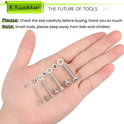 1315Pcs M2 M3 M4 M5 Phillips Pan Head Bolts and Nuts Kit, 24 Size | 304 Stainless Steel Metric Machine Screws with Washers, 6mm 8mm 12mm 16mm 20mm 25mm 6 Length 24 Sizes for DIY & Repair - size: B. M2 M3 M4 M5