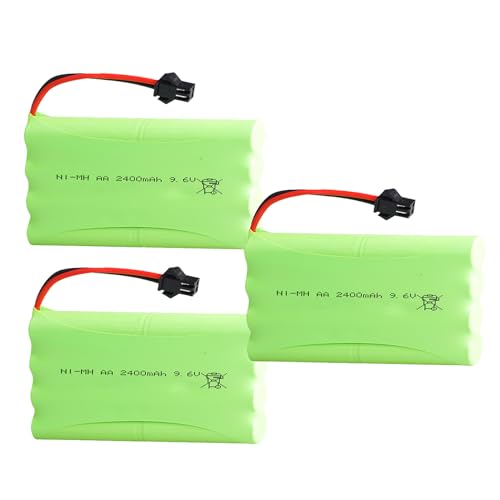3Pcs 9.6V 2400mAh NI-MH Battery Pack RC Replacement Rechargeable Battery Pack Built-in AA * 8 Cell for Toys,Drone,Remote Control Car Accessory