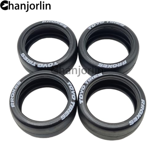 1/10 RC Drift Wheels Tires OD 2.56" Hard Drift Racing Smooth Tread Tyres For 1:10 1/12 Rally Street On Road Car TT01 TT02 Traxxas XV02 XV01 TA06 HPI KYOSHO PTG2 1/10 Touring Wheels 4PCS
