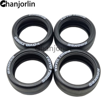 1/10 RC Drift Wheels Tires OD 2.56" Hard Drift Racing Smooth Tread Tyres For 1:10 1/12 Rally Street On Road Car TT01 TT02 Traxxas XV02 XV01 TA06 HPI KYOSHO PTG2 1/10 Touring Wheels 4PCS