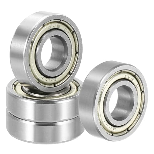 uxcell 4 Pack 697ZZ Deep Groove Ball Bearings, 7x17x5mm Chrome Steel Double Shield Bearing for Electric Motor, Home Appliances, Garden Machinery, (ABEC5) - size: 697ZZ