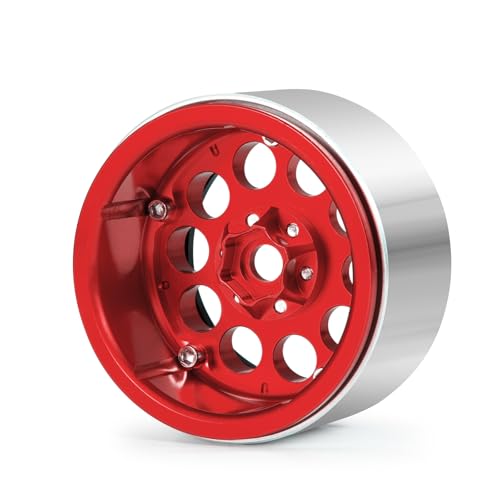 Aluminum 2.2" Beadlock Wheels Rims 35mm for 1/10 RC Crawler Truck Car SCX10,SCX10-II,TRX4,Wraith,4PCS (Red) - color: Red