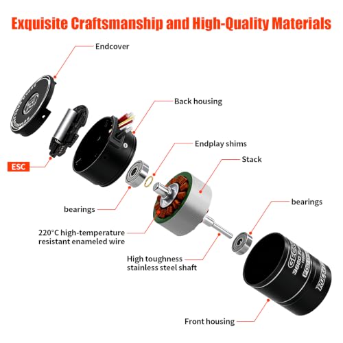 Gecko 3660 1800KV Motor +40A ESC Integrated Motor & ESC with Program Card | 1/10 RC Crawler Car Sensoredbrushless Power System, Internal 4-pole 2-3S LiPo Brushless Motor