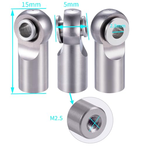 MORLORDY 10Pcs M2.5 Tie Rod End Ball Joint Link Ball Head Holder for RC Car Truck Upgrade Part (Titanium) - color: Titanium