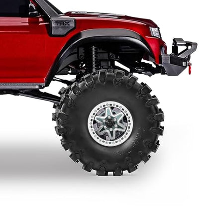 2.2" Beadlock Wheels and Tires 150mm (5.91in) for SCX10 RBX10 Wraith TRX4 1/10 RC Crawler Upgrade Parts (Titanium, 4pcs) - color: Titanium 2
