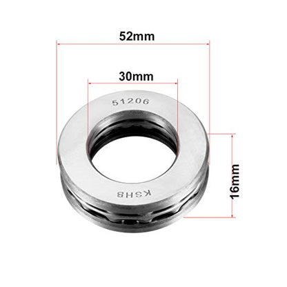 uxcell 51206 Thrust Ball Bearings 30mm x 52mm x 16mm Chrome Steel ABEC3 Single Row Roller 2pcs - size: 30mmx52mmx16mm