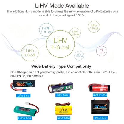 SKYRC iMAX B6AC V2 AC/DC Dual Power Professional LiPo Battery Balance Charger/Discharger | Lipo Battery Charger for 1-6S LiPo/Li-ion/LiHV/LiFe, 1-15S NiMH/NiCd, 2-20V Pb Battery