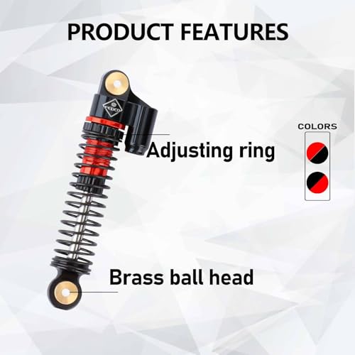 SCX24 Shock Flex Blades With 47MM Oil Filled Shocks Absorber | CNC Aluminum Damper Mount for Axial SCX24 Upgrade Parts 1/24 RC Crawler - color: Black