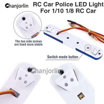 1/10 RC Car Simulation Police Lights Multi-Function Flash LED Lamp Nine Flashing Light Modes for 1/8 Crawler Off Road Rally Truck Cars HSP Traxxas Tamiya RC4WD Axial Arrma (Yellow 115mm) - color: Yellow 115mm