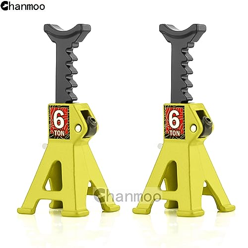 1/24 RC Toy Jack Stands 1/18 Simulation 6 Ton Metal Adjustable Mini Jacks Stand for 1:18 1:24 Scale Crawler Car Axial SCX24 Kyosho Tamiya HSP FCX24 TRX4M SCX24 AX24 Ford Bronco (Yellow, 4 PCS) - color: Yellow