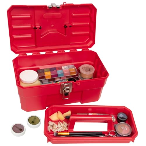 Akro-Mils 14-Inch Plastic Toolbox w/Removable Tray, Steel Latch & Padlock Eye, Industrial-Grade Tool Box/Tools, Crafts, First Aid & Hobby Supplies, 14" x 8" x 8", Made in USA, Red (09514) (Pack of 6) - color: Red, size: 14-Inch x 8-Inch x 8-Inch (Pack of