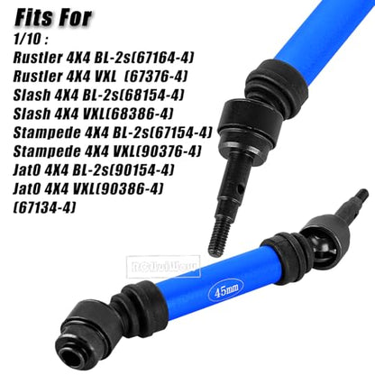 RC Driveshafts Axles Upgrades Part for 1/10 4WD Slash 4x4(VXL),Rustler 4x4(VXL),Stampede 4x4(VXL),Jat0 4X4(VXL),Steel Front Rear CVD Drive Shaft Hops Up,Replace #9051#9052,Navy Blue