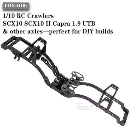 RC Front Mounted Transmission LCG Carbon Fiber Chassis Kit Upgrades Part for 1/10 RC Crawlers SCX10 SCX10 II Capra 1.9 UTB and Other DIY Builds,Carbon Fiber Chassis &Alloy Gearbox,Colorful - color: Colorful(1set)