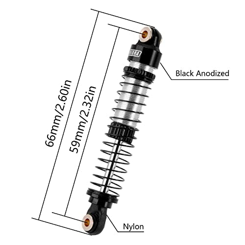 INJORA 59MM Threaded Oil Shock for 1/18 Redcat Ascent18(Black Silver) - color: Black Silver