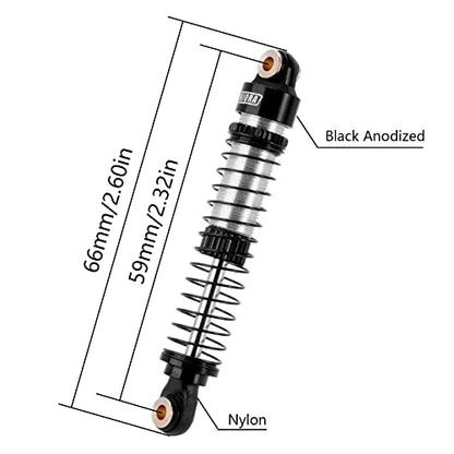 INJORA 59MM Threaded Oil Shock for 1/18 Redcat Ascent18(Black Silver) - color: Black Silver