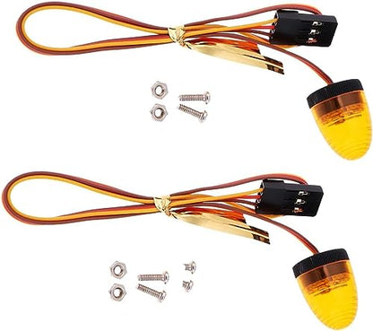 2PCS Circular Ultra Bright LED Police Light Rotating Flash Alarming Strobe Lamp 5Modes for 1/8 1/10 1/14 RC Car Firefighting Ambulance Crawler Truck for CC01 D90 SCX10(10x15mm,Yellow) - color: 10x15mm,2Yellow