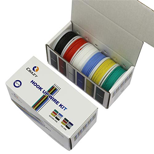 CBAZY™ Hook up Wire Kit (Stranded Wire Kit) 24 Gauge Flexible Silicone Rubber Electric Wire 6 Colors 19.6 feet Each 24 AWG - size: 24AWG