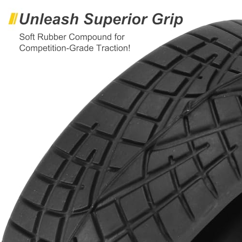 uxcell 4pcs Soft Rubber RC Car Tires for 1/10 Scale Touring On-Road Racing - 62mm x 26mm Performance Tyre, Black