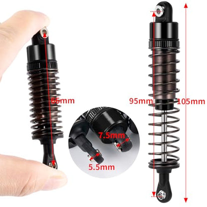 4PCS 1/10 70MM 95MM RC Oil filled Shock Absorbers Kit Front & Rear Shock Absorber Damper Assembled Set Compatible with Tamiya TT-02B DT-02 DT-03 DF-02 1/10 Buggy Car Upgrades Parts (Black) - color: Black