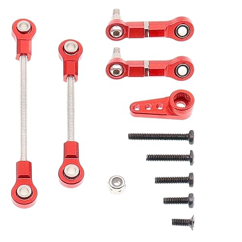 5PCS Metal Front Steering Link Rod Servo Link Linkages with 28T Servo Arm Compatible with WLtoys 1/28 284131 K969 k979 k989 k999 P929 RC Car Upgrades Parts(Red) - color: Red