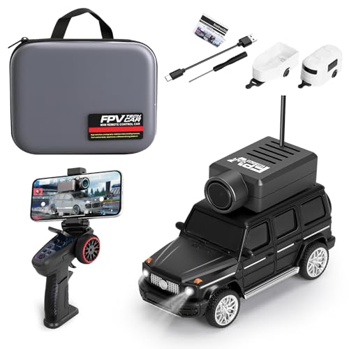 Wltoys 1:64 FPV RC Drift Car, 720P WiFi APP, 2.4GHz Gyro | HD Camera with Real‑time Video. Dual Control: Remote or Phone App. 3 Speeds & Suspension. LED Lights for Hobbyists - color: Black