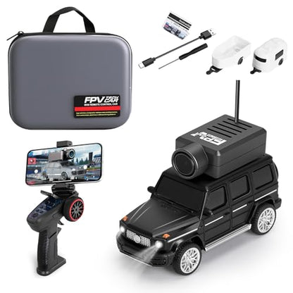 Wltoys 1:64 FPV RC Drift Car, 720P WiFi APP, 2.4GHz Gyro | HD Camera with Real‑time Video. Dual Control: Remote or Phone App. 3 Speeds & Suspension. LED Lights for Hobbyists - color: Black